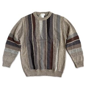 Vintage Norm Thompson Sweater Wool Coogi Style 3D Grandpa Italy Beige Men’s M